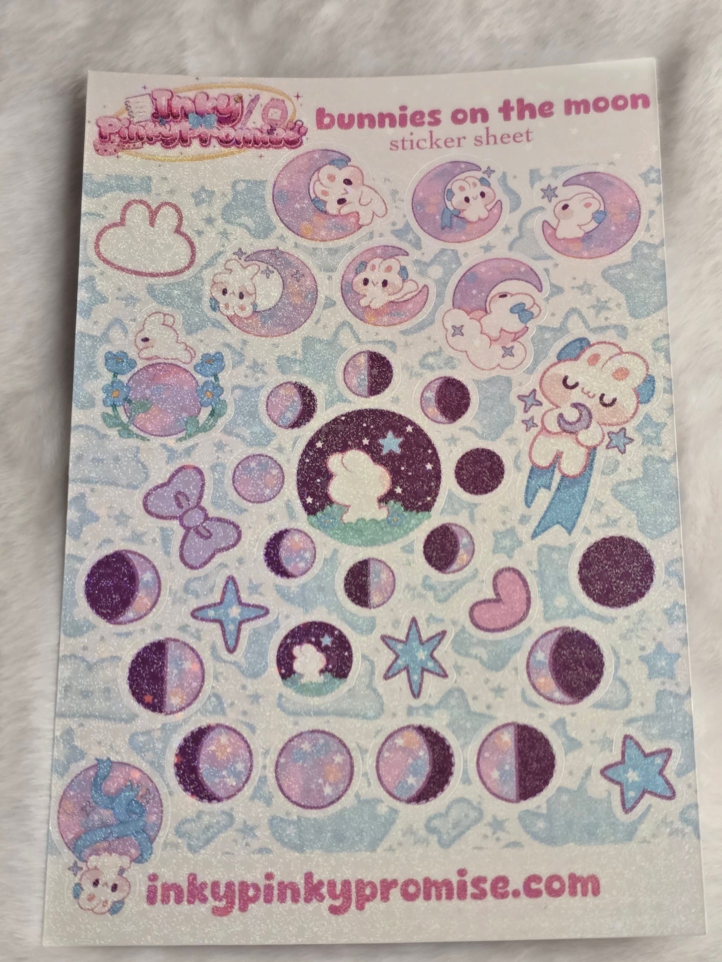 4x6 inch Bunnies on the Moon Sticker Sheet