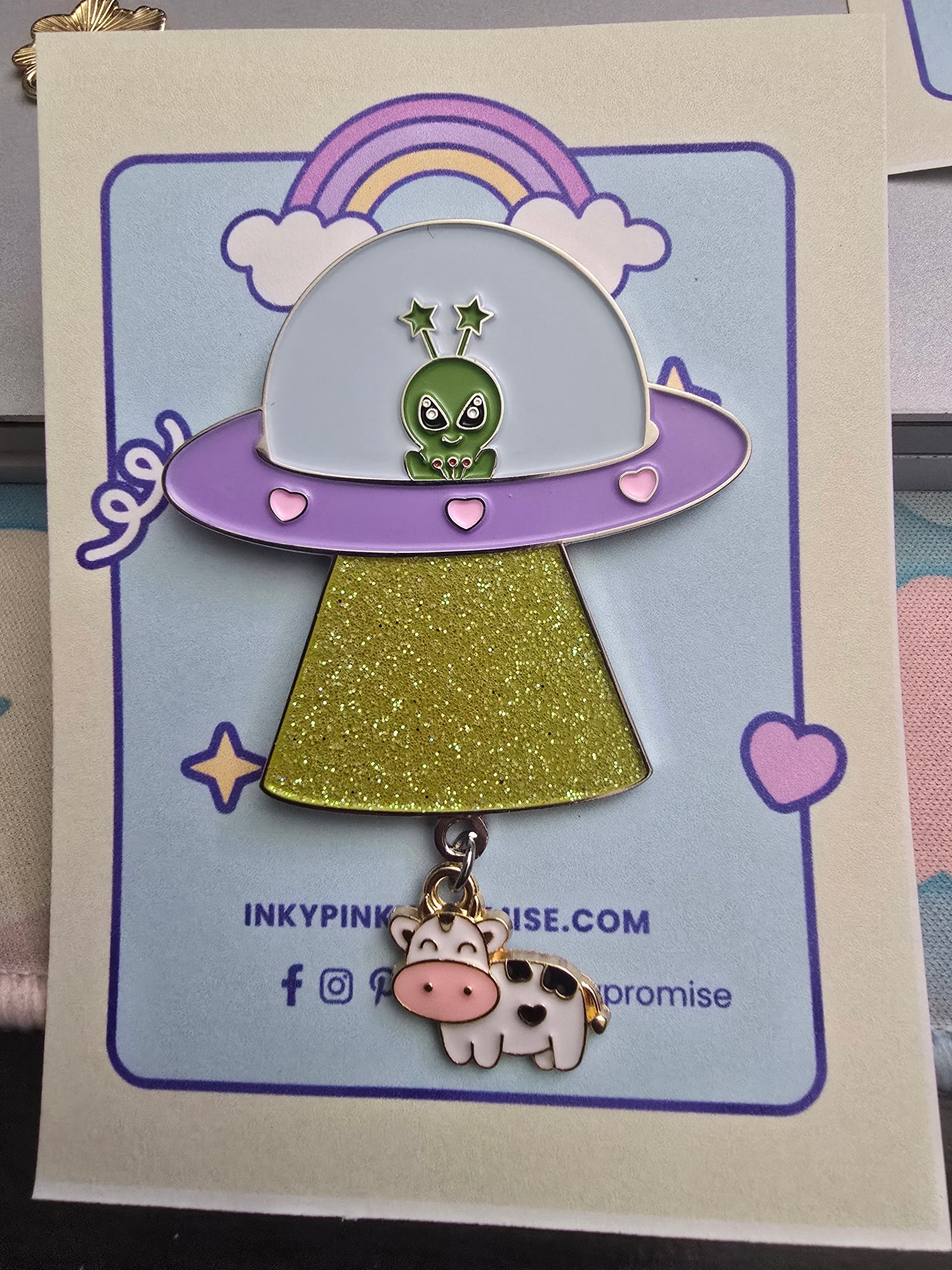UFO & Cow Enamel Pin