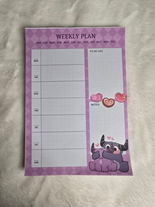 Monster Couple Weekly Plan Notepad