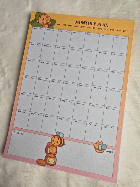 Bee Monthly Plan Notepad