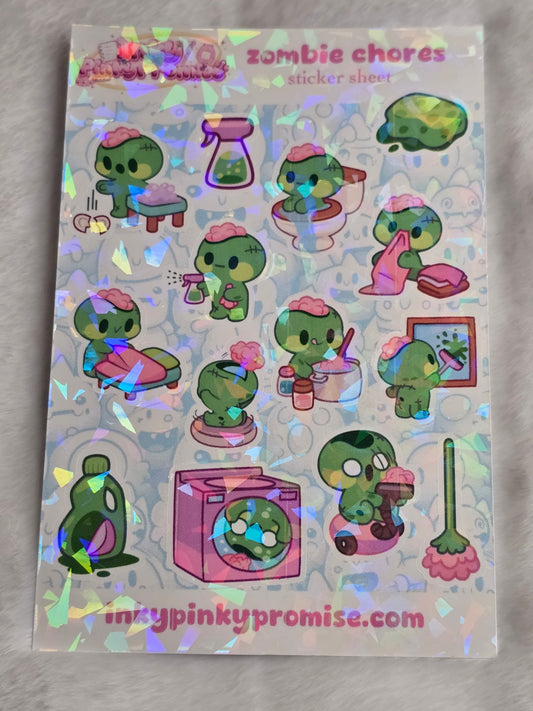 4x6 inch Zombie Chores Sticker Sheet