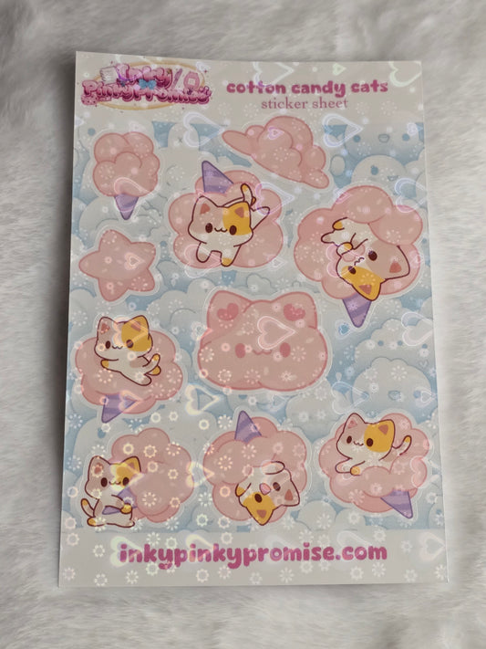 4x6 inch Cotton Candy Cats Sticker Sheet