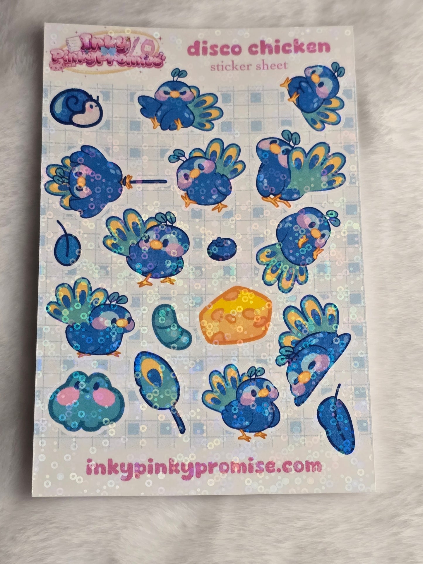 4x6 inch Disco Chicken (Peacock) Sticker Sheet