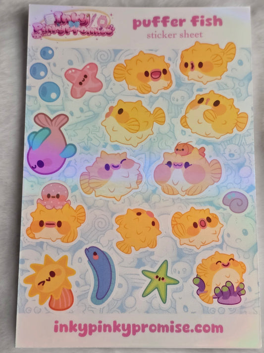4x6 inch Puffer Fish Sticker Sheet