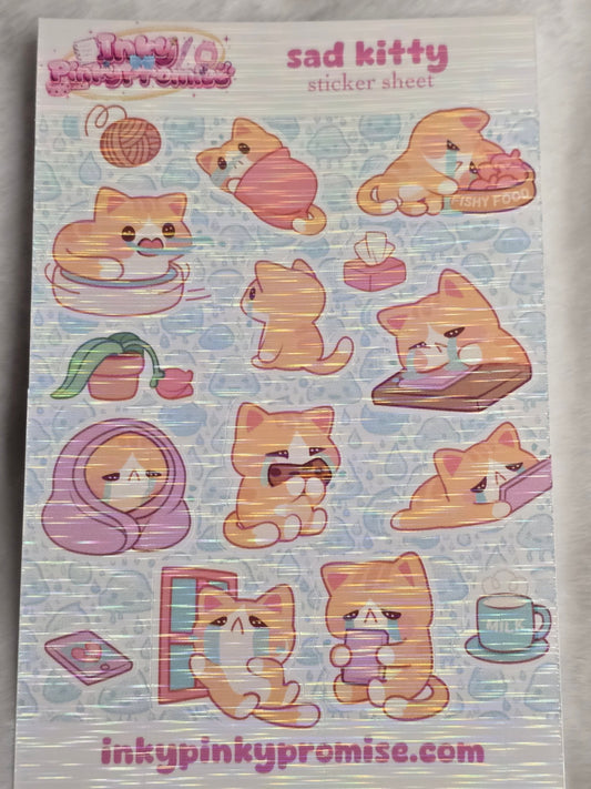 4x6 inch Sad Kitty Sticker Sheet