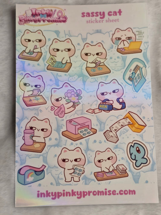 4x6 inch Sassy Cat Sticker Sheet