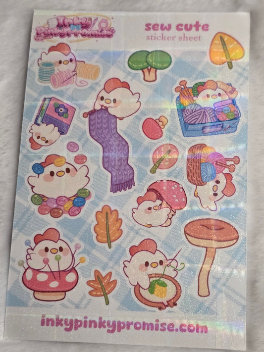 4x6 inch Sew Cute Chicken Sticker Sheet
