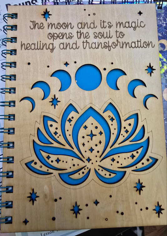 Wood Lotus Flower Notebook