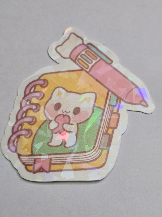2.5 inch Kitty Notebook and Pen Sticker