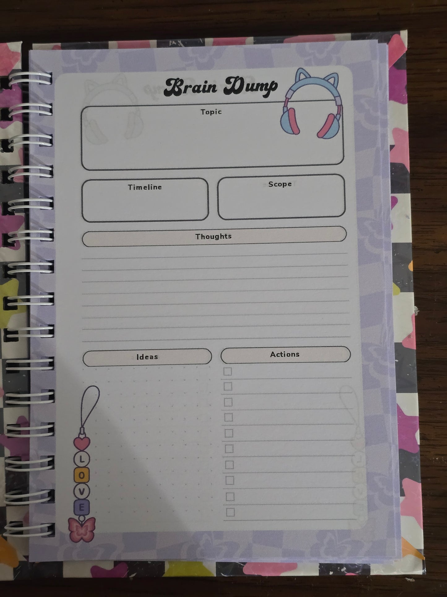 Checkered Stars Clipboard Brain Dump Project Planning Notebook
