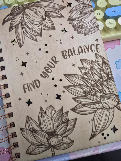 Wood Floral Balance Notebook